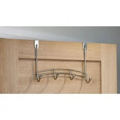 13-3/8 in. (338 mm) Brushed Nickel Contemporary 22-lb. Over the Door Hook Rack by Richelieu Hardware 10 13-3/8 in. (338 mm) Brushed Nickel Contemporary 22-lb. Over the Door Hook Rack by Richelieu Hardware -Storage Concepts Sales Store brushed nickel richelieu hardware hooks rh1382204195 1f 1000