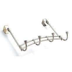 13-3/8 in. (338 mm) Brushed Nickel Contemporary 22-lb. Over the Door Hook Rack by Richelieu Hardware