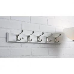 23-7/8 in. (605 mm) White and Brushed Nickel Utility Hook Rack by Richelieu Hardware -Storage Concepts Sales Store brushed nickel white richelieu hardware hooks t020210195 1f 1000
