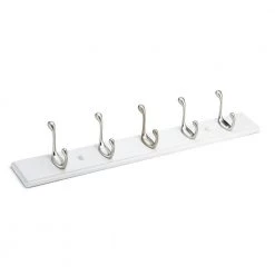 23-7/8 in. (605 mm) White and Brushed Nickel Utility Hook Rack by Richelieu Hardware