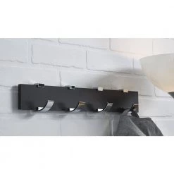 17-3/4 in. (450 mm) Black and Chrome Contemporary Hook Rack by Richelieu Hardware -Storage Concepts Sales Store chrome black richelieu hardware hooks nh118214490140 1f 1000