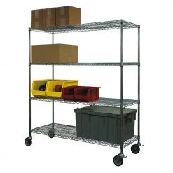 Chrome 4-Tier Rolling Steel Wire Shelving Unit (72 in. W x 69 in. H x 18 in. D) by Storage Concepts -Storage Concepts Sales Store chrome storage concepts freestanding shelving units wcc4 1872 63 4f 1000