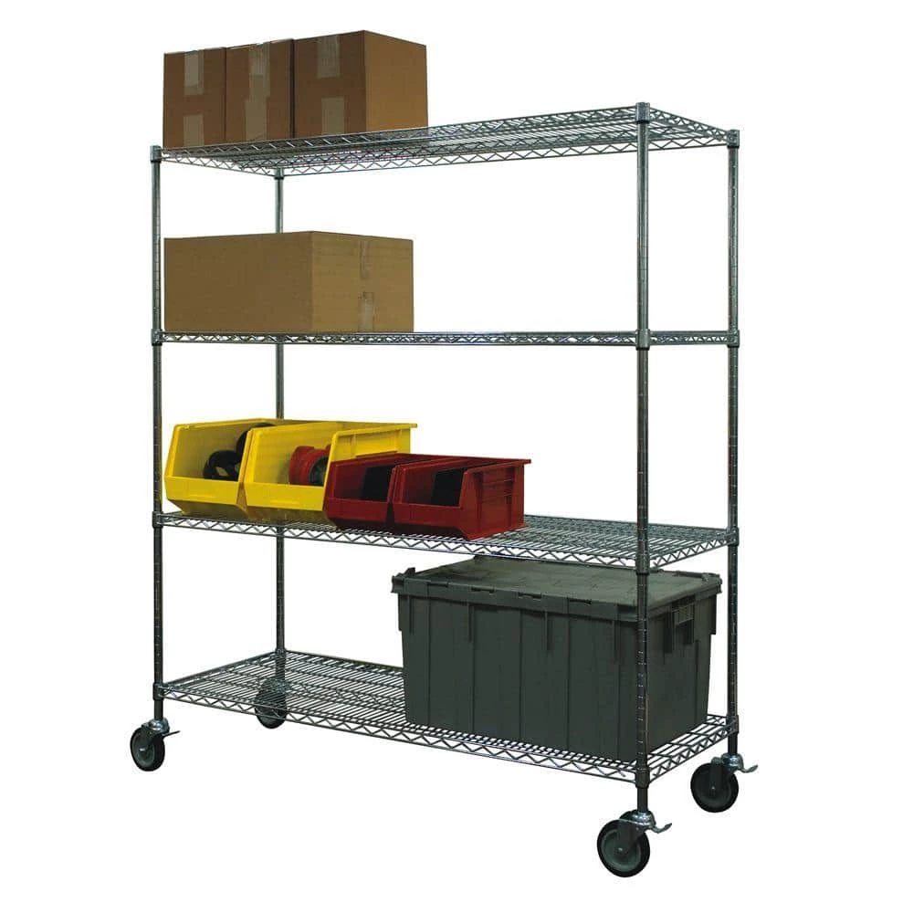 Chrome 4-Tier Steel Wire Shelving Unit (48 in. W x 69 in. H x 24 in. D) by Storage Concepts 5 Chrome 4-Tier Steel Wire Shelving Unit (48 in. W x 69 in. H x 24 in. D) by Storage Concepts - Image 3