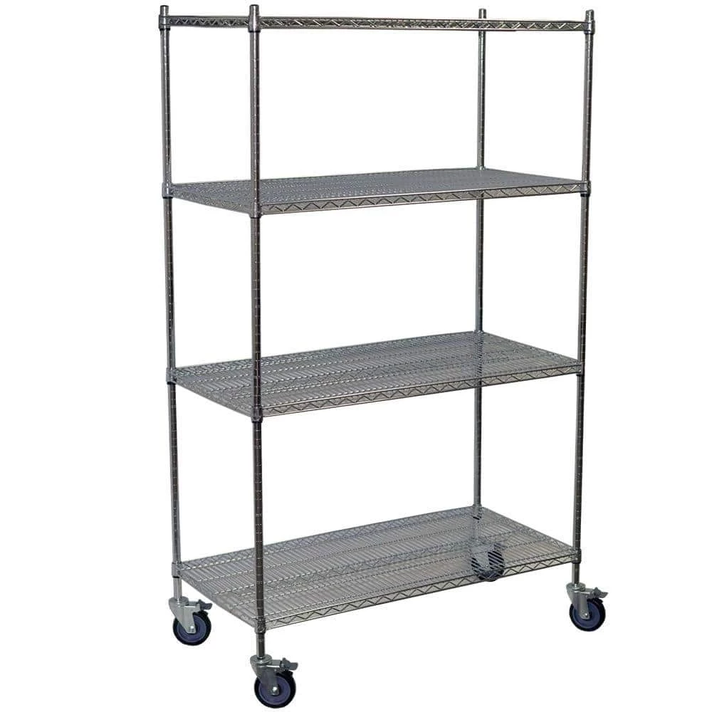 Chrome 4-Tier Steel Wire Shelving Unit (48 in. W x 69 in. H x 24 in. D) by Storage Concepts 3 Chrome 4-Tier Steel Wire Shelving Unit (48 in. W x 69 in. H x 24 in. D) by Storage Concepts