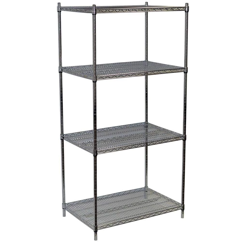 Chrome 4-Tier Steel Wire Shelving Unit (36 in. W x 72 in. H x 18 in. D) by Storage Concepts 3 Chrome 4-Tier Steel Wire Shelving Unit (36 in. W x 72 in. H x 18 in. D) by Storage Concepts