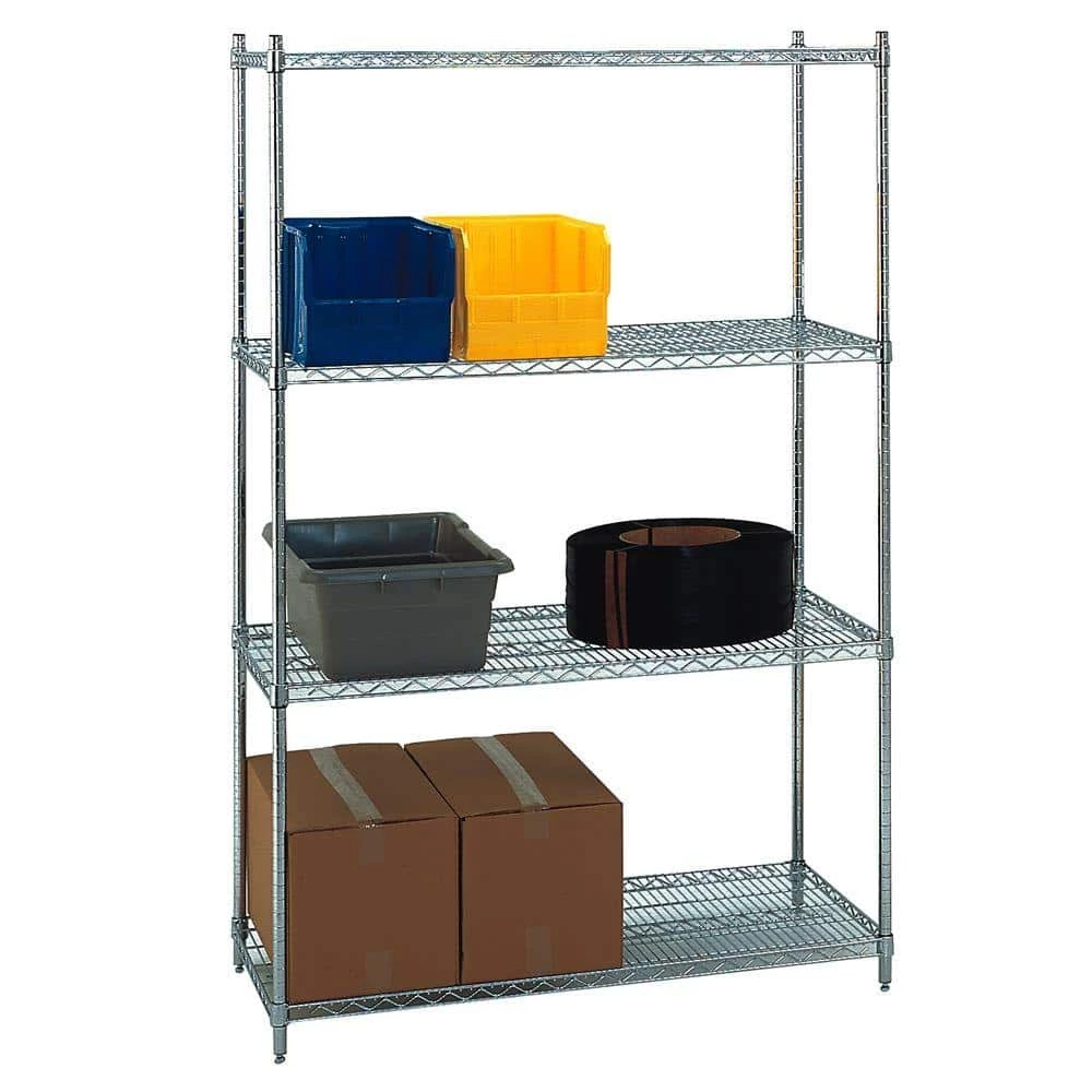 Chrome 4-Tier Steel Wire Shelving Unit (36 in. W x 72 in. H x 18 in. D) by Storage Concepts 4 Chrome 4-Tier Steel Wire Shelving Unit (36 in. W x 72 in. H x 18 in. D) by Storage Concepts - Image 2