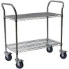 2-Shelf Steel Wire Service Cart in Chrome - 39 in H x 72 in W x 24 in D by Storage Concepts -Storage Concepts Sales Store chrome storage concepts utility carts wcd2 2472 64 1000