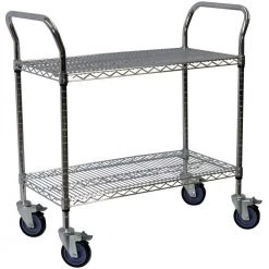 2-Shelf Steel Wire Service Cart in Chrome - 39 in H x 72 in W x 24 in D by Storage Concepts
