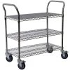 3-Shelf Steel Wire Service Cart in Chrome - 39 in H x 48 in W x 24 in D by Storage Concepts -Storage Concepts Sales Store chrome storage concepts utility carts wcd3 2448 64 1000