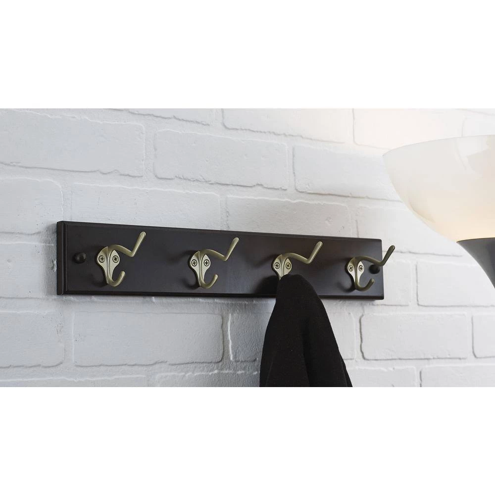 17-7/8 in. (455 mm) Espresso and Matte Nickel Utility Hook Rack by Richelieu Hardware 4 17-7/8 in. (455 mm) Espresso and Matte Nickel Utility Hook Rack by Richelieu Hardware - Image 2