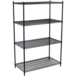 2-Pack Black 4-Tier Wire Shelving Unit (60 in. W x 63 in. H x 18 in. D) by Storage Concepts -Storage Concepts Sales Store powder coated black storage concepts freestanding shelving units w2 wbs4 1860 63 1f 1000