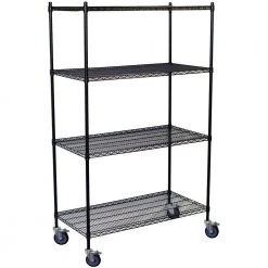 Black 4-Tier Rolling Steel Wire Shelving Unit (36 in. W x 80 in. H x 18 in. D) by Storage Concepts