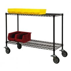 Black 4-Tier Rolling Steel Wire Shelving Unit (48 in. W x 69 in. H x 18 in. D) by Storage Concepts -Storage Concepts Sales Store powder coated black storage concepts freestanding shelving units wbc4 1848 63 4f 1000