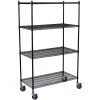 Black 4-Tier Rolling Steel Wire Shelving Unit (48 in. W x 80 in. H x 18 in. D) by Storage Concepts -Storage Concepts Sales Store powder coated black storage concepts freestanding shelving units wbc4 1848 74 64 1000