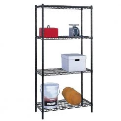 Black 4-Tier Steel Wire Shelving Unit (72 in. W x 72 in. H x 18 in. D) by Storage Concepts -Storage Concepts Sales Store powder coated black storage concepts freestanding shelving units wbs4 1872 74 1f 1000