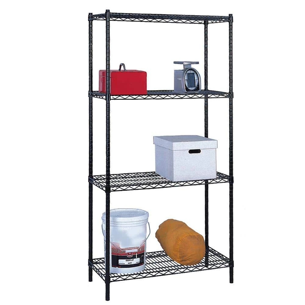 Black 4-Tier Steel Wire Shelving Unit (60 in. W x 63 in. H x 24 in. D) by Storage Concepts 6 Black 4-Tier Steel Wire Shelving Unit (60 in. W x 63 in. H x 24 in. D) by Storage Concepts - Image 4