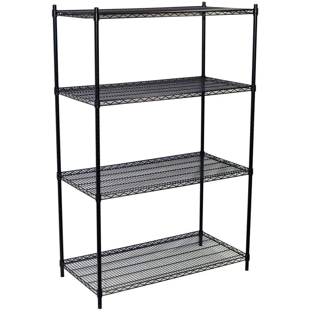 Black 4-Tier Steel Wire Shelving Unit (60 in. W x 63 in. H x 24 in. D) by Storage Concepts 3 Black 4-Tier Steel Wire Shelving Unit (60 in. W x 63 in. H x 24 in. D) by Storage Concepts