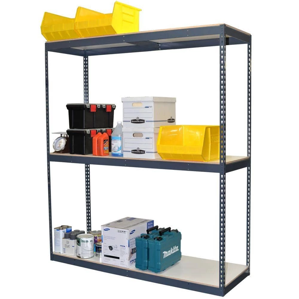 3-Tier Boltless Steel Garage Storage Shelving Unit (72 in. W x 96 in. H x 24 in. D) by Storage Concepts 4 3-Tier Boltless Steel Garage Storage Shelving Unit (72 in. W x 96 in. H x 24 in. D) by Storage Concepts - Image 2