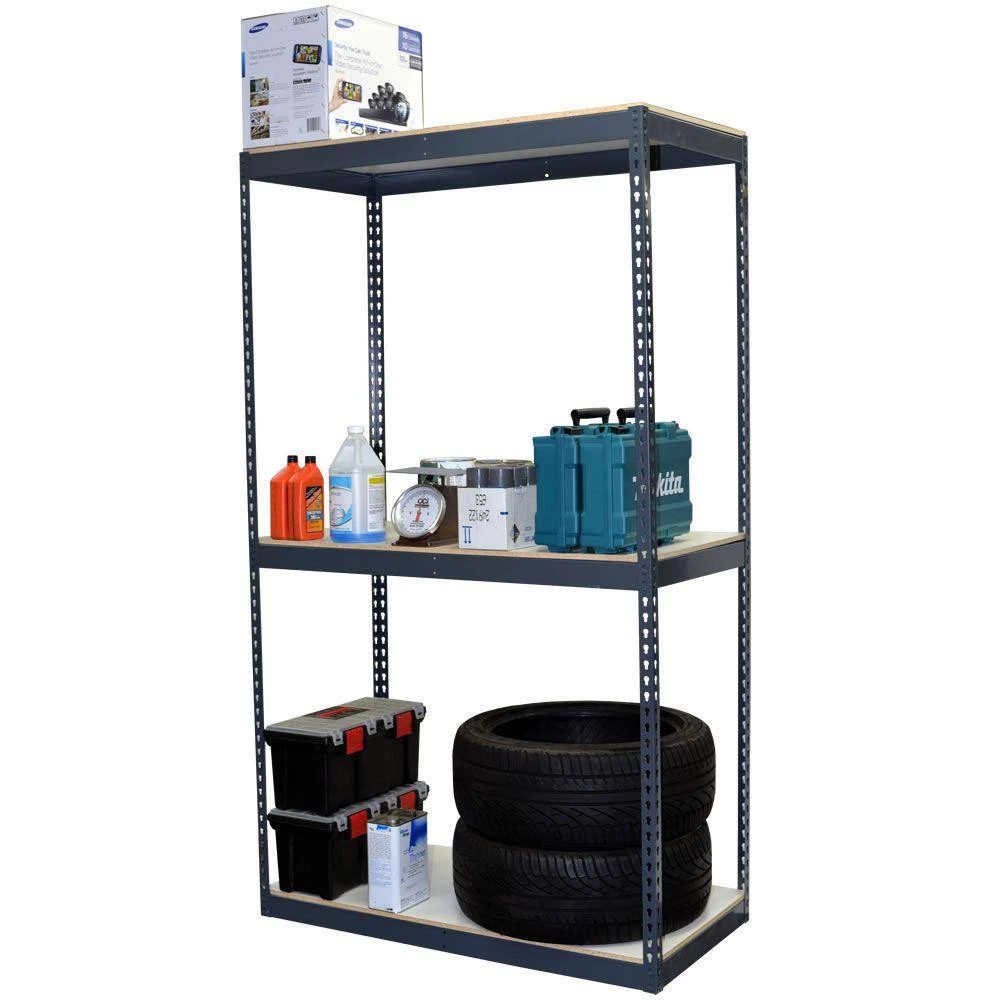 Gray 3-Tier Boltless Steel Garage Storage Shelving Unit (48 in. W x 72 in. H x 24 in. D) by Storage Concepts 4 Gray 3-Tier Boltless Steel Garage Storage Shelving Unit (48 in. W x 72 in. H x 24 in. D) by Storage Concepts - Image 2