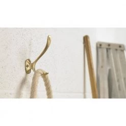 4-1/2 in. (115 mm) Satin Brass Contemporary Wall Mount Hook by Richelieu Hardware -Storage Concepts Sales Store satin brass richelieu hardware hooks t6210160 1f 1000