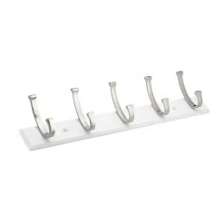 24 in. (610 mm) White and Brushed Nickel Contemporary Hook Rack by Richelieu Hardware