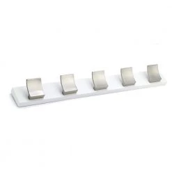 24 in. (610 mm) White and Brushed Nickel Contemporary Hook Rack by Richelieu Hardware