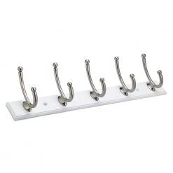 24 in. (610 mm) White and Brushed Nickel Contemporary Hook Rack by Richelieu Hardware