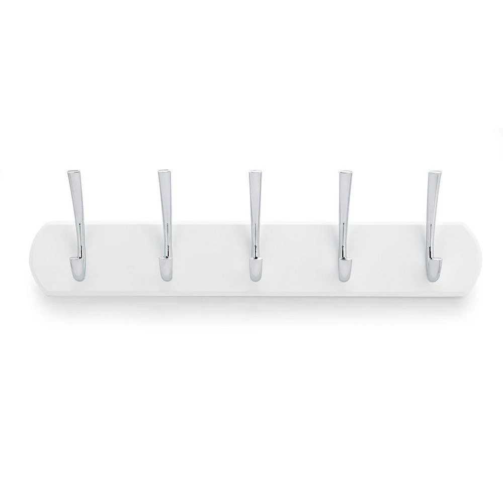 3-1/2 in. (88.9 mm) White and Chrome Contemporary Hook Rack by Richelieu Hardware 5 3-1/2 in. (88.9 mm) White and Chrome Contemporary Hook Rack by Richelieu Hardware - Image 3