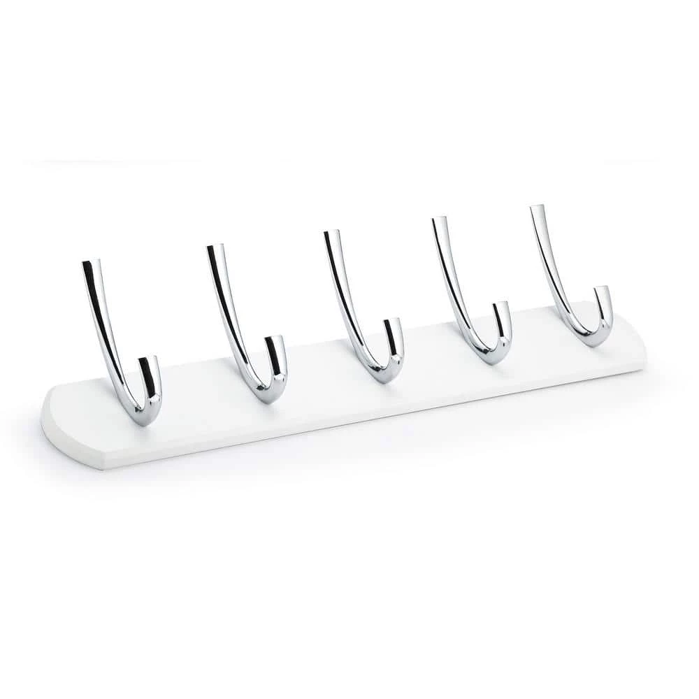 3-1/2 in. (88.9 mm) White and Chrome Contemporary Hook Rack by Richelieu Hardware 3 3-1/2 in. (88.9 mm) White and Chrome Contemporary Hook Rack by Richelieu Hardware