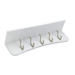 23-5/8 in. (601 mm) White and Matte Nickel Utility Hook Rack with Shelf by Richelieu Hardware