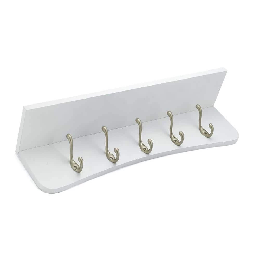 23-5/8 in. (601 mm) White and Matte Nickel Utility Hook Rack with Shelf by Richelieu Hardware 3 23-5/8 in. (601 mm) White and Matte Nickel Utility Hook Rack with Shelf by Richelieu Hardware
