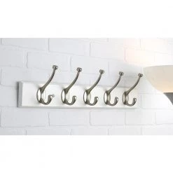 25-5/8 in. (650 mm) White and Brushed Nickel Transitional Hook Rack by Richelieu Hardware -Storage Concepts Sales Store white brushed nickel richelieu hardware hooks t030210195 1f 1000