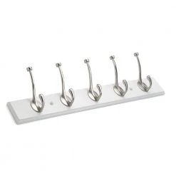 25-5/8 in. (650 mm) White and Brushed Nickel Transitional Hook Rack by Richelieu Hardware
