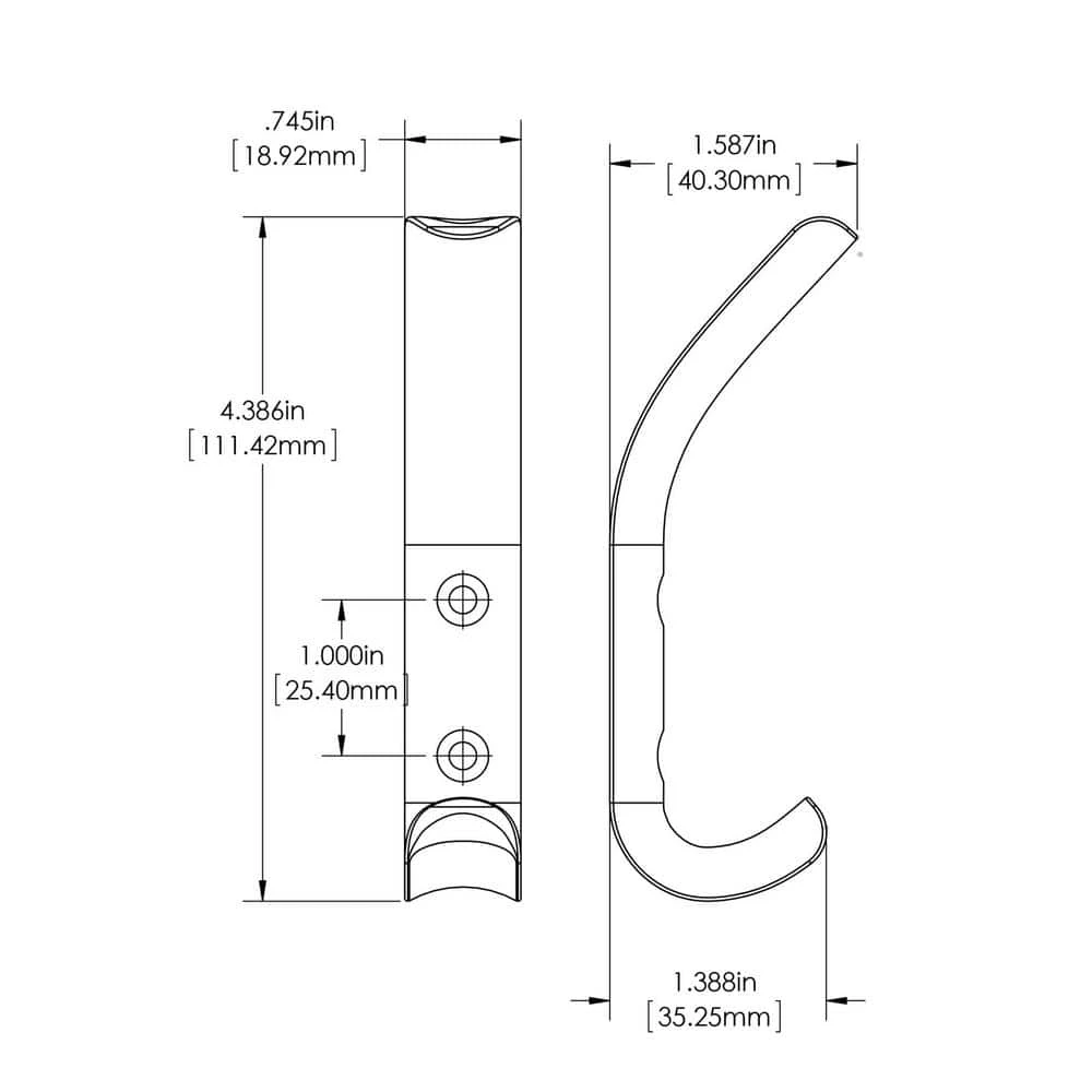 4-3/8 in. (111 mm) White Contemporary Wall Mount Hook by Richelieu Hardware 8 4-3/8 in. (111 mm) White Contemporary Wall Mount Hook by Richelieu Hardware - Image 6