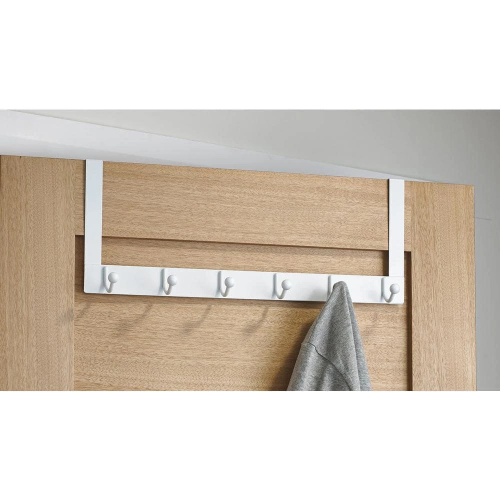 20 in. (508 mm) White Utility 22-lb. Over the Door Hook Rack by Richelieu Hardware 6 20 in. (508 mm) White Utility 22-lb. Over the Door Hook Rack by Richelieu Hardware - Image 4