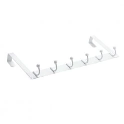 20 in. (508 mm) White Utility 22-lb. Over the Door Hook Rack by Richelieu Hardware